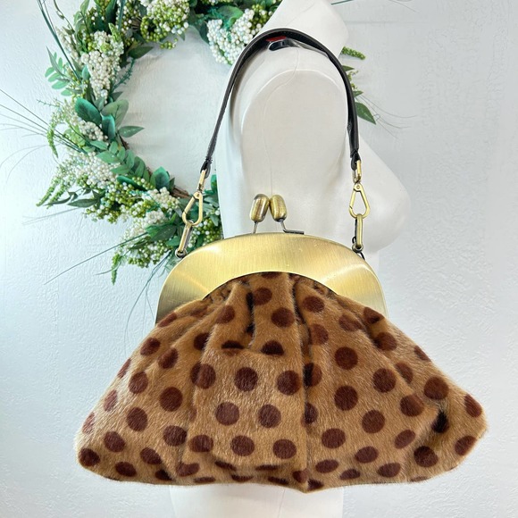 Nicole Lee Brown and Gold Polka Dot Satchel - Picture 3 of 6